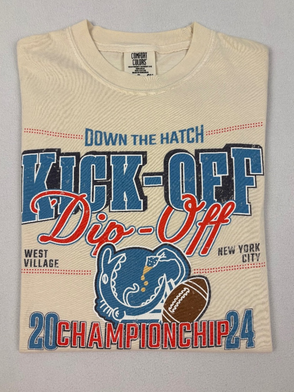 Retro Football Graphic Tee NYC Cream Size S Comfort Colors